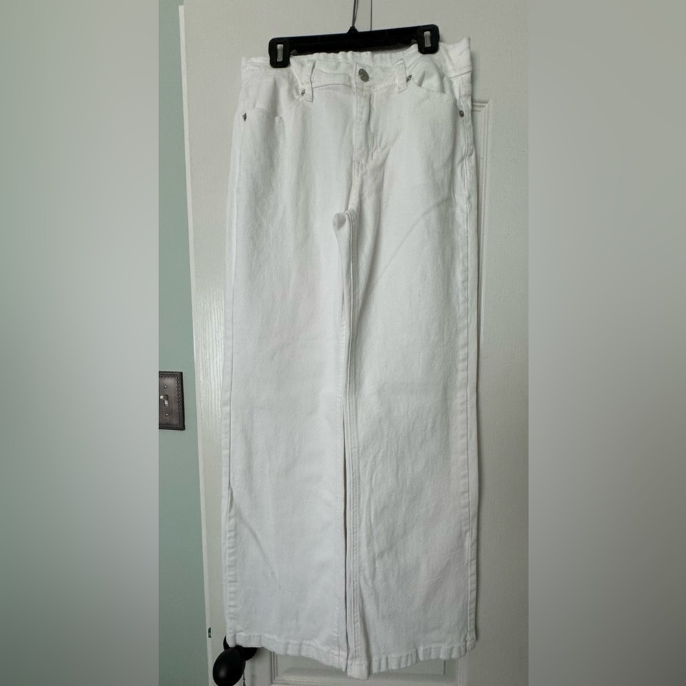 White,  80% Cotton mid rise jean